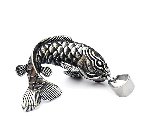 Title 1, Fashion Antique Silver Carp Stainless Steel Pen...