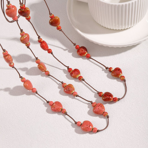 Title 19, Retro Ethnic Colorful Heart-shaped Ceramic Neck...