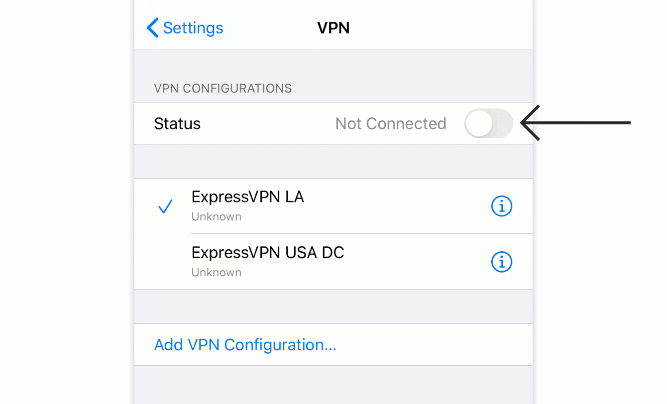 Additional VPN settings on an iPhone 12 Pro