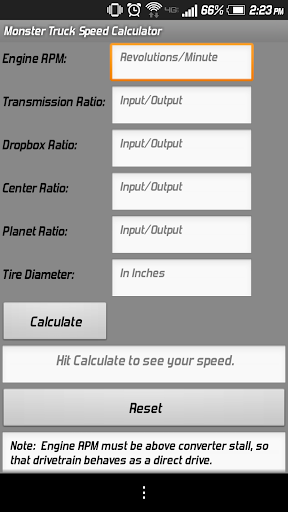 Monster Truck Speed Calculator