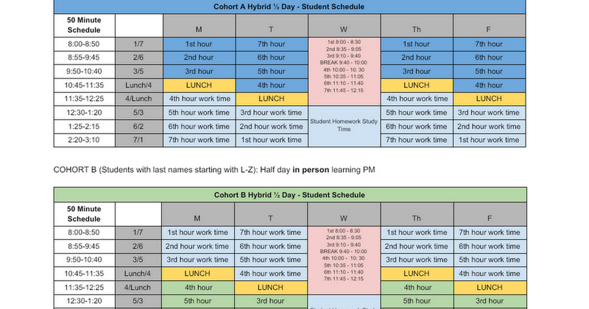 High School Hybrid Schedule