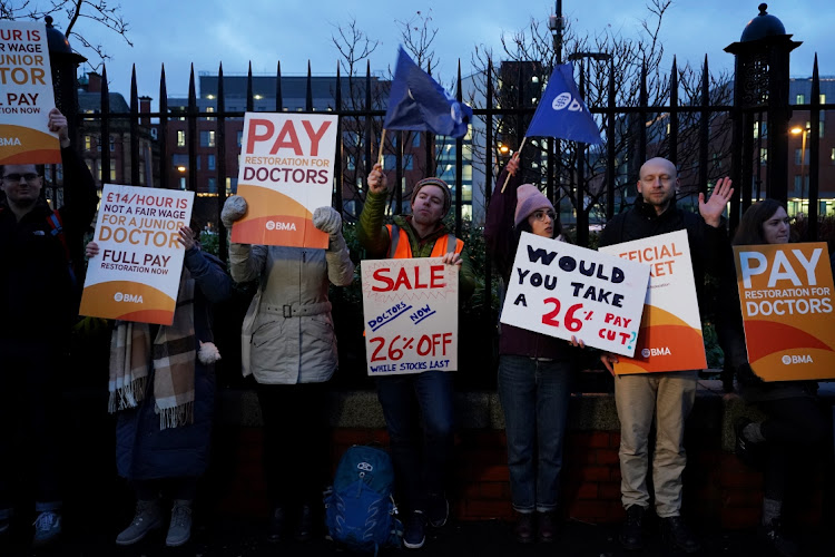 Junior doctors commence a six-day strike at Royal Victoria Infirmary on January 3 2024 in Newcastle upon Tyne, United Kingdom.