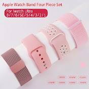 Bộ 4 Dây Đeo Silicone Cho Đồng Hồ Thông Minh Apple Watch Ultra Series 8 7 6 Se5 4 3 2 40Mm 44Mm 45Mm 41Mm 42 38Mm 49Mm