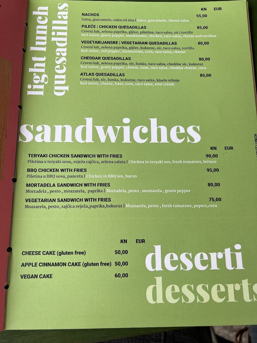 Desert Menu