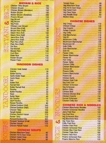 Kitchen King menu 