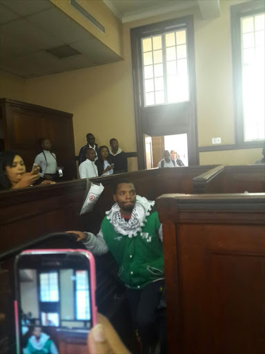 #FeesMustFall leader Mcebo Dlamini in court on 17 October 2016.