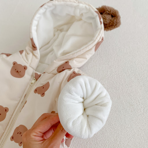 Title 6, Fleece-lined Warm Bear Printed Hooded Long Clim...