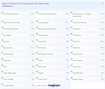 Panjurli Fish Land Veg & Non Veg Family Restaurant menu 