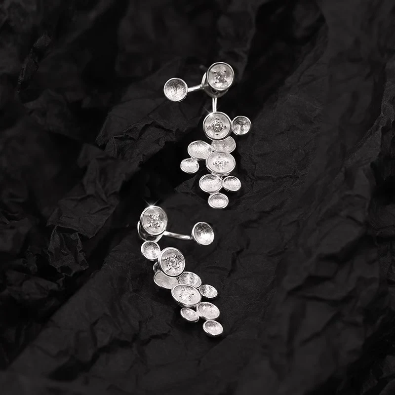 Orecchini a lobo cielo stellato in argento sterling S925 da donna, design di alta qualità e interesse speciale, eleganti e raffinati.