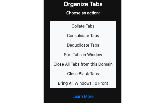 Organize Tabs chrome extension