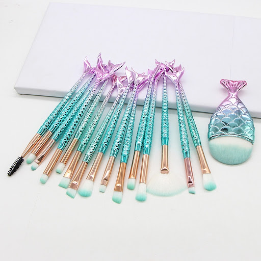 Title 15, 10 Mermaid Makeup Brushes Suit Beauty Tools Hot...