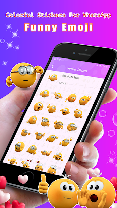 Colorful Stickers For WhatsApp-Funny Emojiのおすすめ画像3