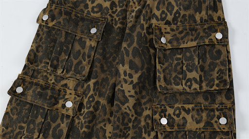 Title 7, Mens Punk Distressed Pleated Leopard Jeans, bo...