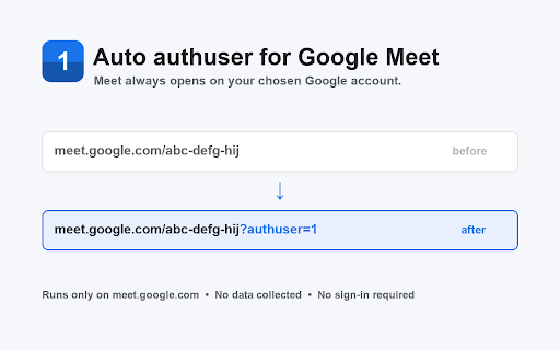 Auto authuser for Google Meet screenshot 1