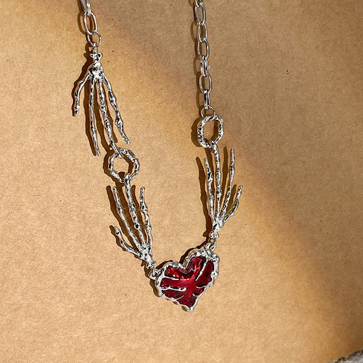 Title 3, Personalized Punk Dark Red Love Pendant Necklac...