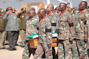 SANDF official hand over of the mortal remains of captain Simon Mkhulu and Irvin Thabang from the DRC at Waterkloof air base in Pretoria. File photo.