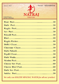 Natraj Pani Puri menu 1