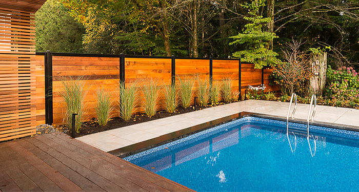 Stained Wood Pool Fence