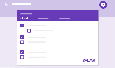 Encontrar configurações de formulários
