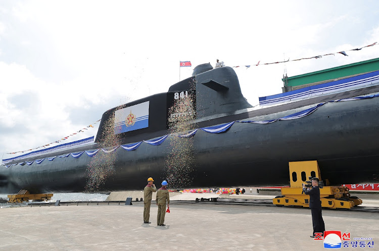 A view of what state media reported was a launching ceremony for a new tactical nuclear attack submarine in North Korea, in this picture released by North Korea's Korean Central News Agency on September 8, 2023. Picture: KCNA via REUTERS