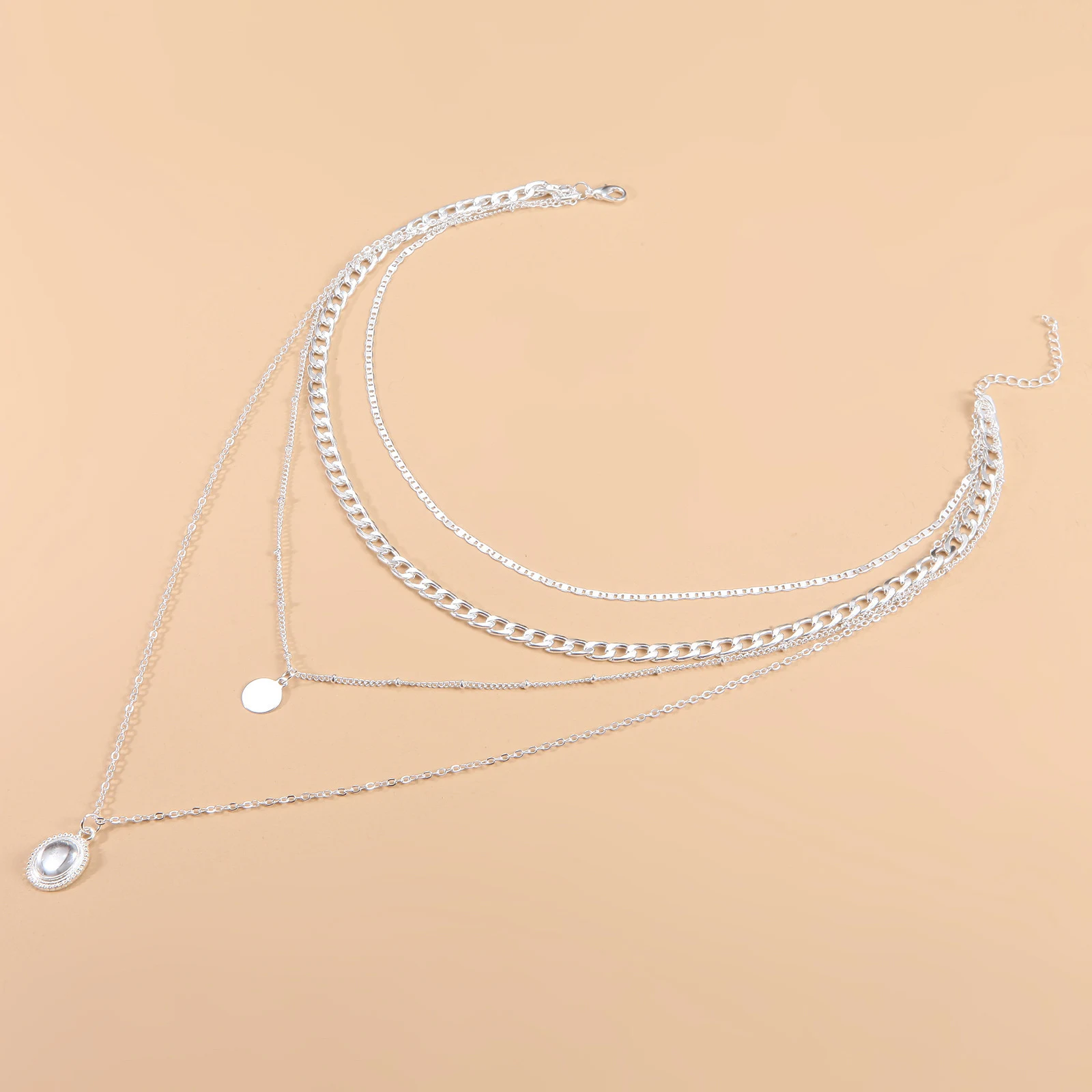 Title 4, Collier avec pendentif gaufrette en gemme goutt...