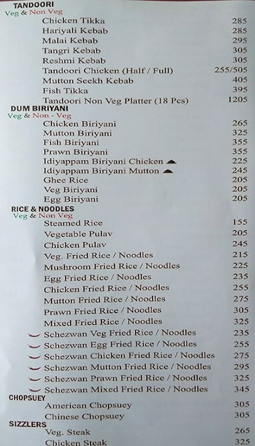 Buhari Kanathur menu 