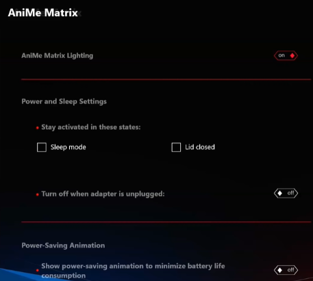 Anime Matrix Preference Settings