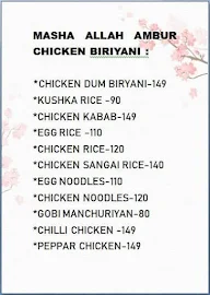 Masa Allah Ambur Chicken Biryani menu 1