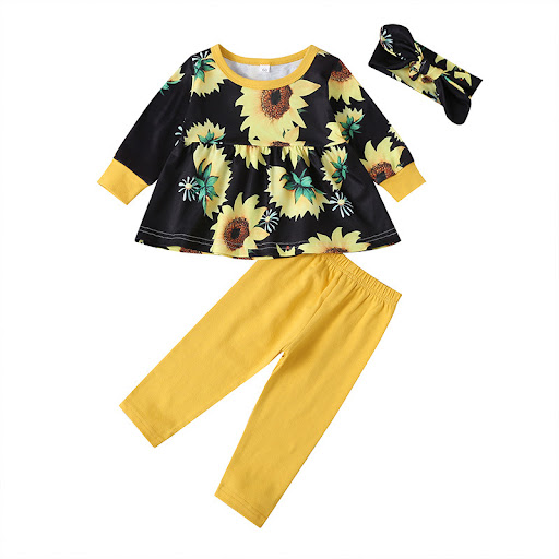 Title 5, Baby Print Suit Long-sleeved Ruffle Top Trousers