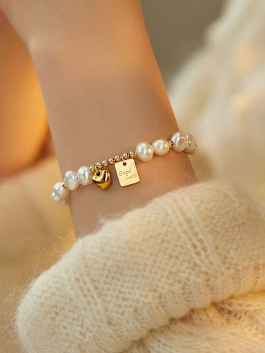 Title 5, Niche Love Baroque Freshwater Pearl Bracelet. E...