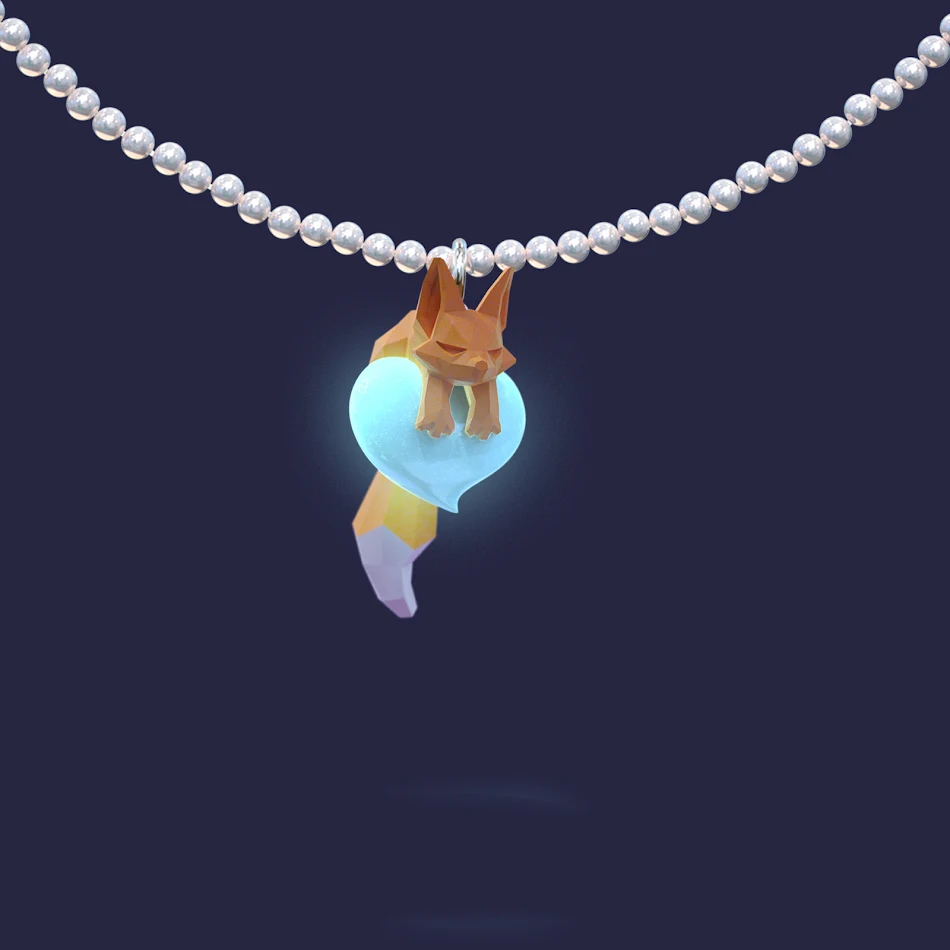 Little Fox glow-in-the-dark sleutelbeenketting. Een subtiele gloed die je outfit oplicht en een vleugje magie toevoegt. Perfect voor avondjes uit.