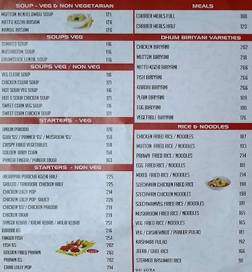 Anjappar menu 