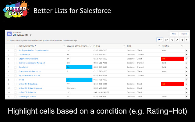 Better Lists for Salesforce® chrome extension