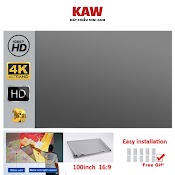 Màn Chiếu Treo Tường - Màn Chiếu Phản Quang Kaw 100 Inch, 120 Inch Giúp Máy Chiếu Sáng Thêm Gấp 5 Lần, Gấp Gọn