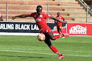 Peter Shalulile of Highlands Park shoots the ball. 