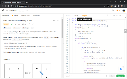 Toggle LeetCode Syntax Highlighting