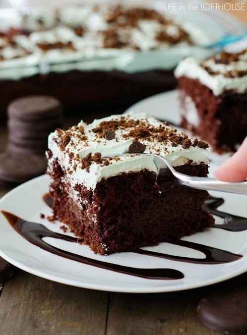 Click Here for Recipe: Thin Mint Chocolate Poke Cake