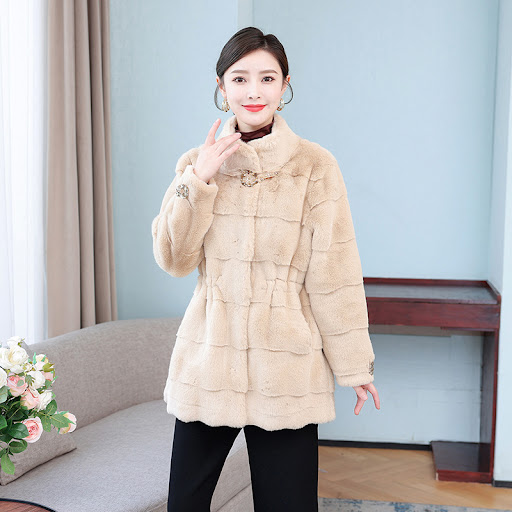 Title 4, Mid-length Mink Coat Womens Thick Coat With Fu...