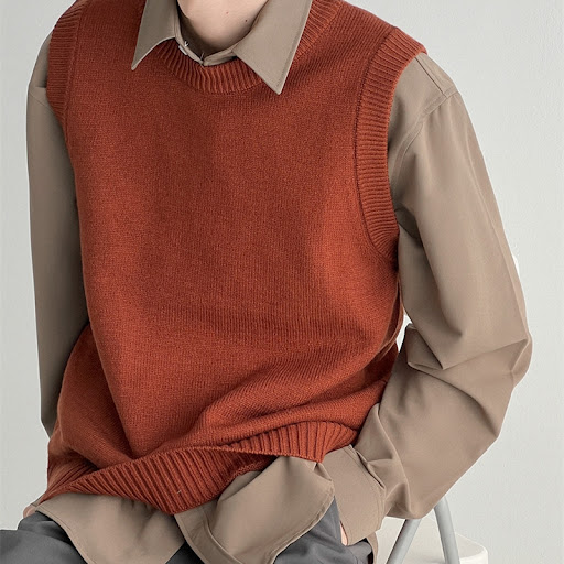 Title 3, Mens Solid Color Knitted Vest Autumn. A warm a...