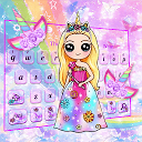 Cute Galaxy Unicorn Girl Keyboard Theme 10001002 APK ダウンロード