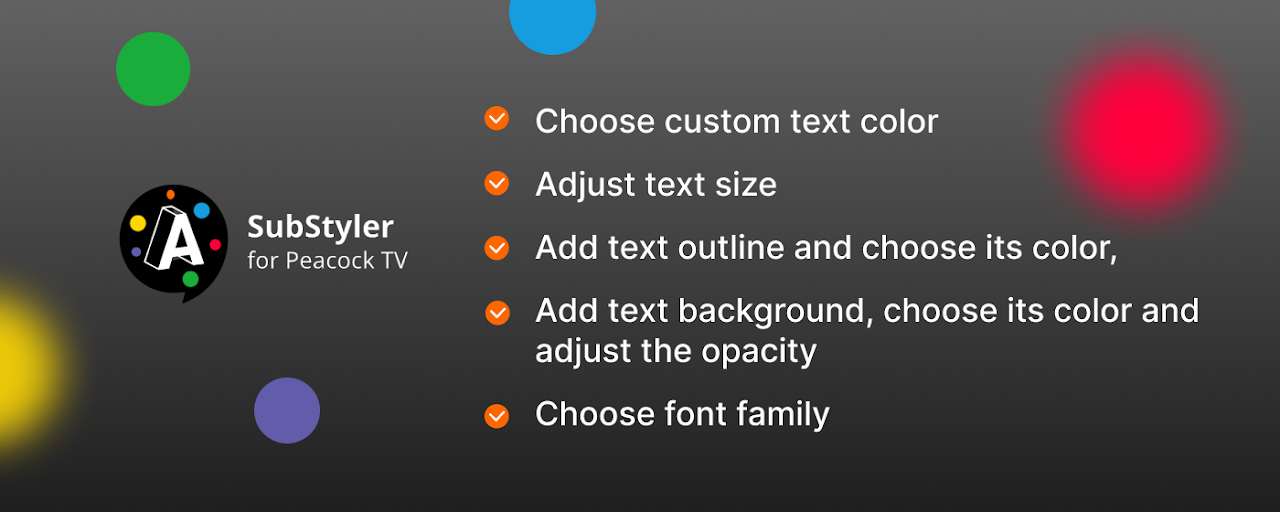 PeacockTV SubStyler : customize subtitles Preview image 2