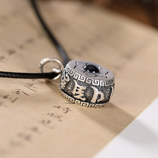 Title 1, Pure Silver Six-Word Mantra Changeable Beads Na...