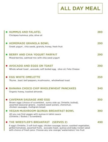 Nutrition Port menu 