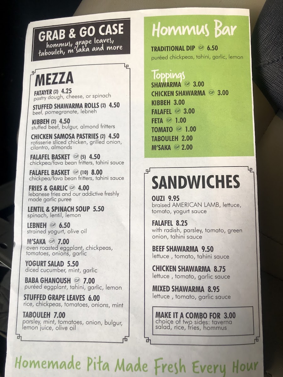 LEBTAV gluten-free menu