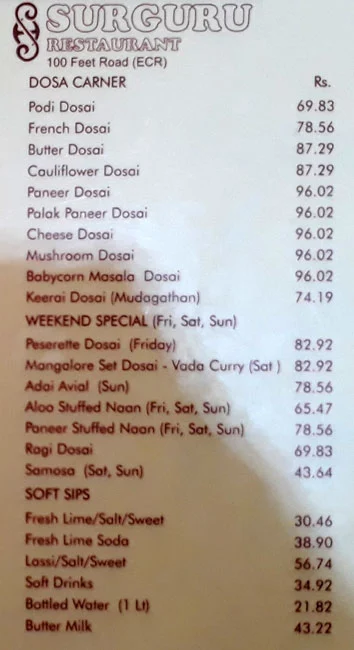 Surguru menu 