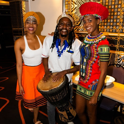 Afrodizzyacts provided drumming and hand-washing for delegates at the Johannesburg Identity Security conference.
