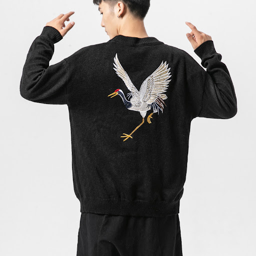 Title 1, Mens Embroidered Loose Pullover Bottoming Shir...