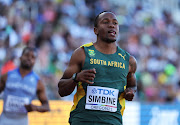 Akani Simbine reacts after competing in the 100m heats in Eugene on Friday. 