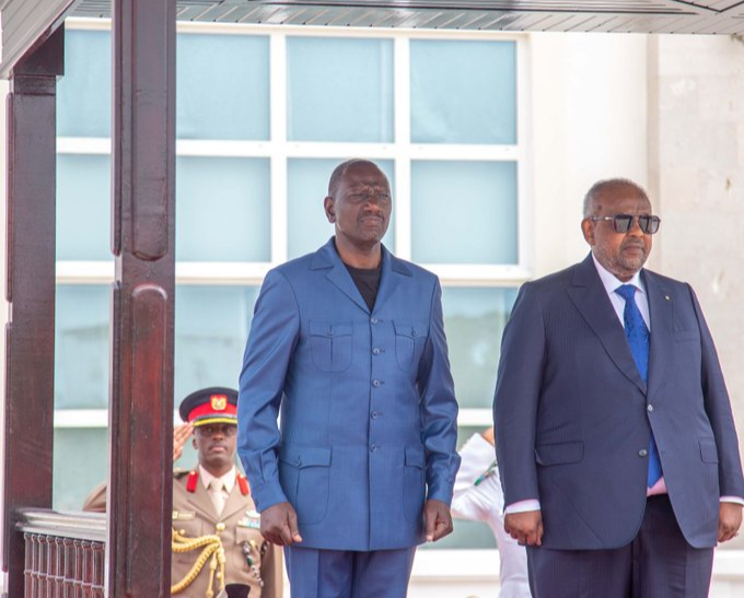 President William Ruto and Djibouti President Ismail Guelleh in Djibouti on June 11, 2023.