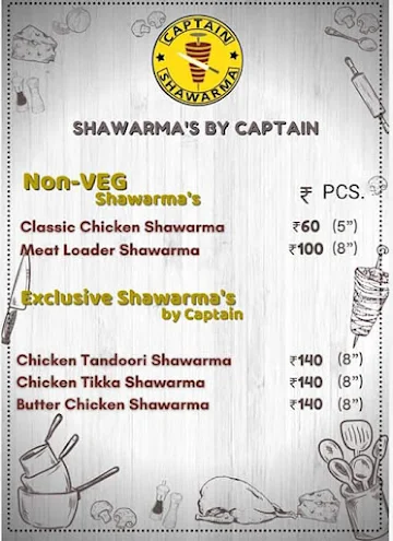 Captain Shawarma menu 